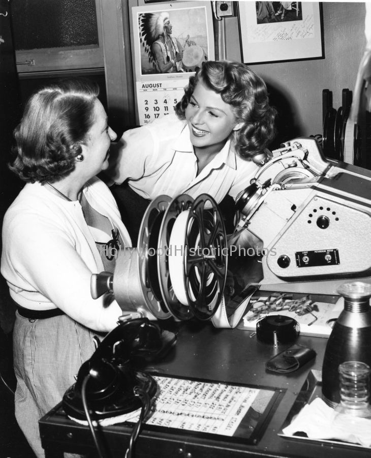 Rita Hayworth 1953 With Viola Lawrence Film Editor.jpg